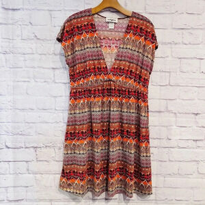 Christine V Mini Dress Womens Size‎ Large V-Neck Short Sleeve